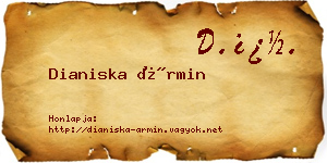 Dianiska Ármin névjegykártya